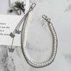 Double Layer Butterfly Pendant Pearl Alloy Pants Chain for Hip Hop Dancers Punk Girl Boy Harajuku Jeans Side Chain Bags Chain