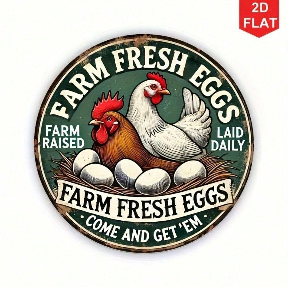 Винтажная металлическая табличка Ekul Farm Fresh Eggs Ретро Металлическое настенное украшение для кухни Бара