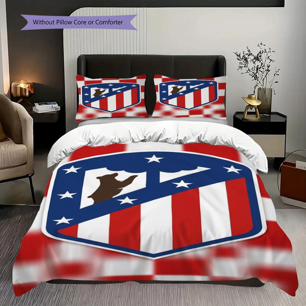 Vibrant Atlético Madrid Emblem Design Bedding (1 * duvet cover + 2 * pillowcase, without core) Christmas birthday gift Duvet cover and pillowcase