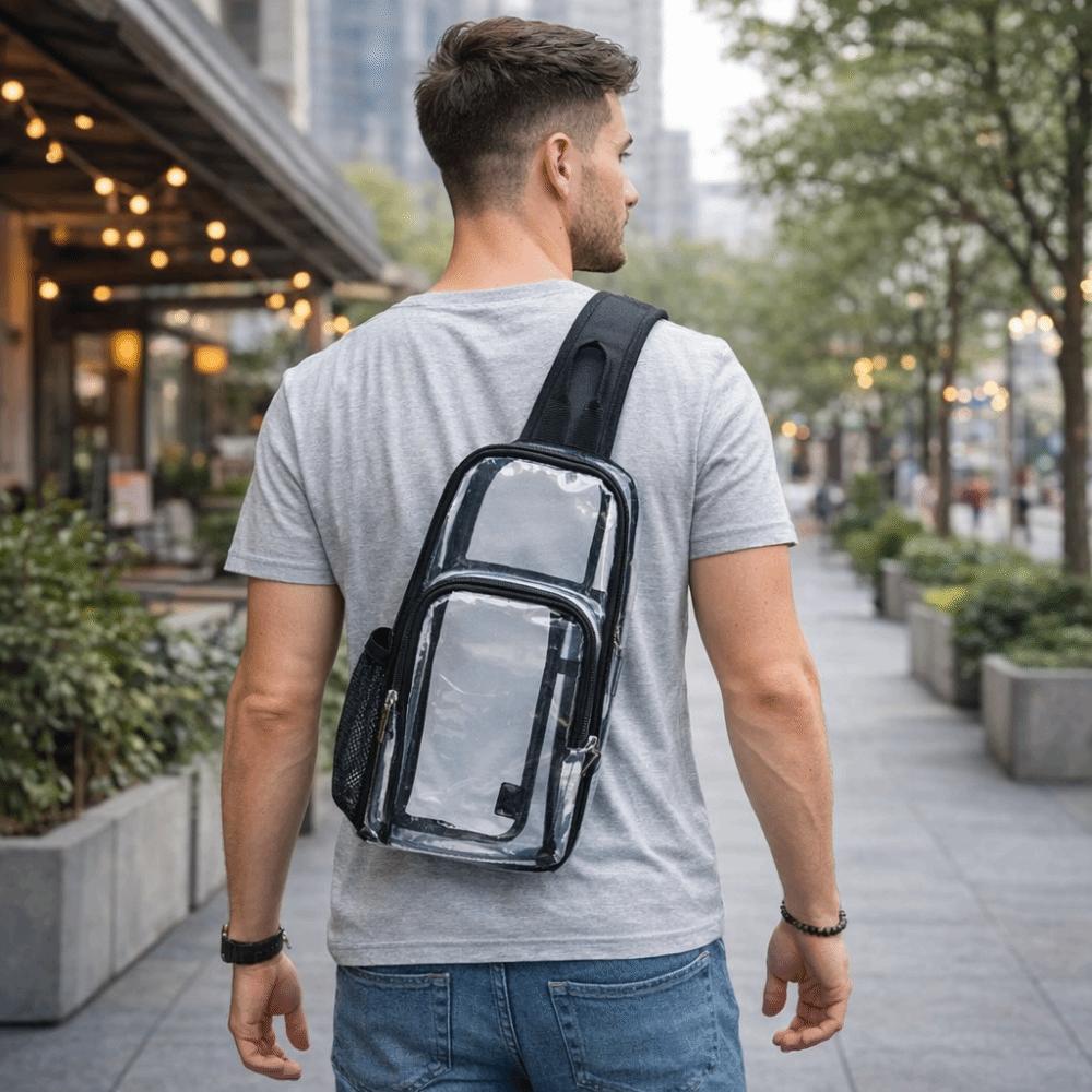 Lightweight Clear Chest Bag Waterproof PVC Shoulder Bag Simple Transparent Crossbody Bag Outdoor