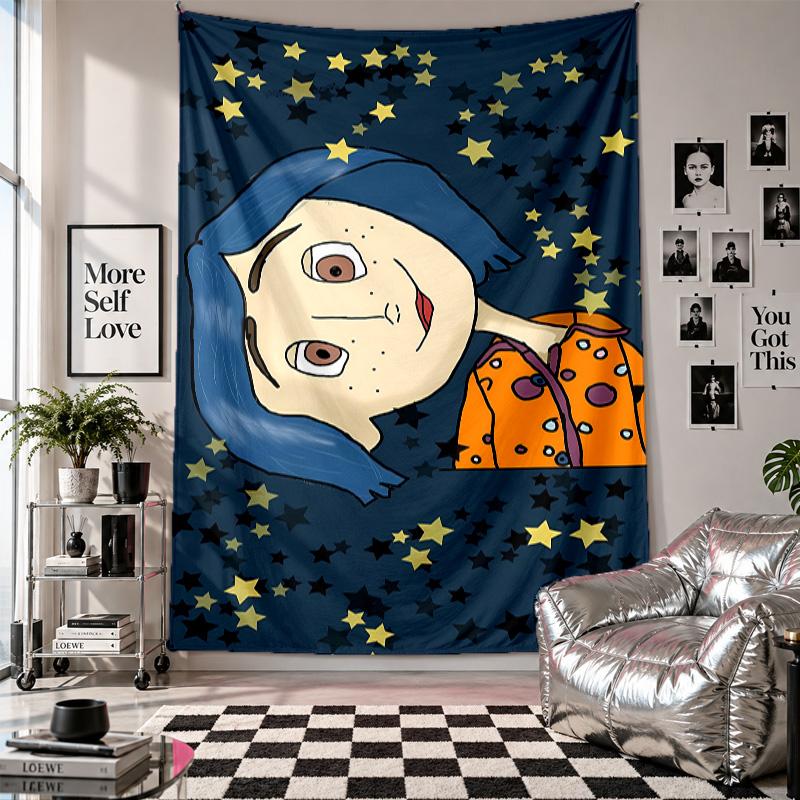 Wall TapestryCoraline Art Hanging Cloth Decorative Background Cover for Room Decoration
