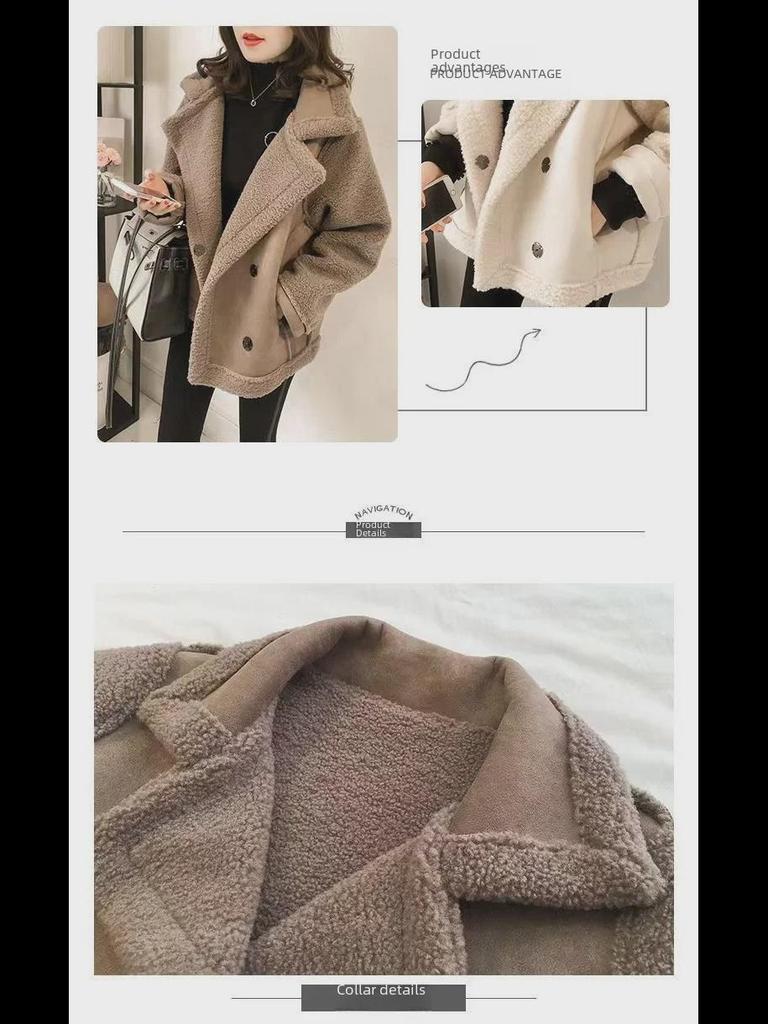 Plus-Size Women's Suede Fur Motorcycle Jacket for Autumn/Winter