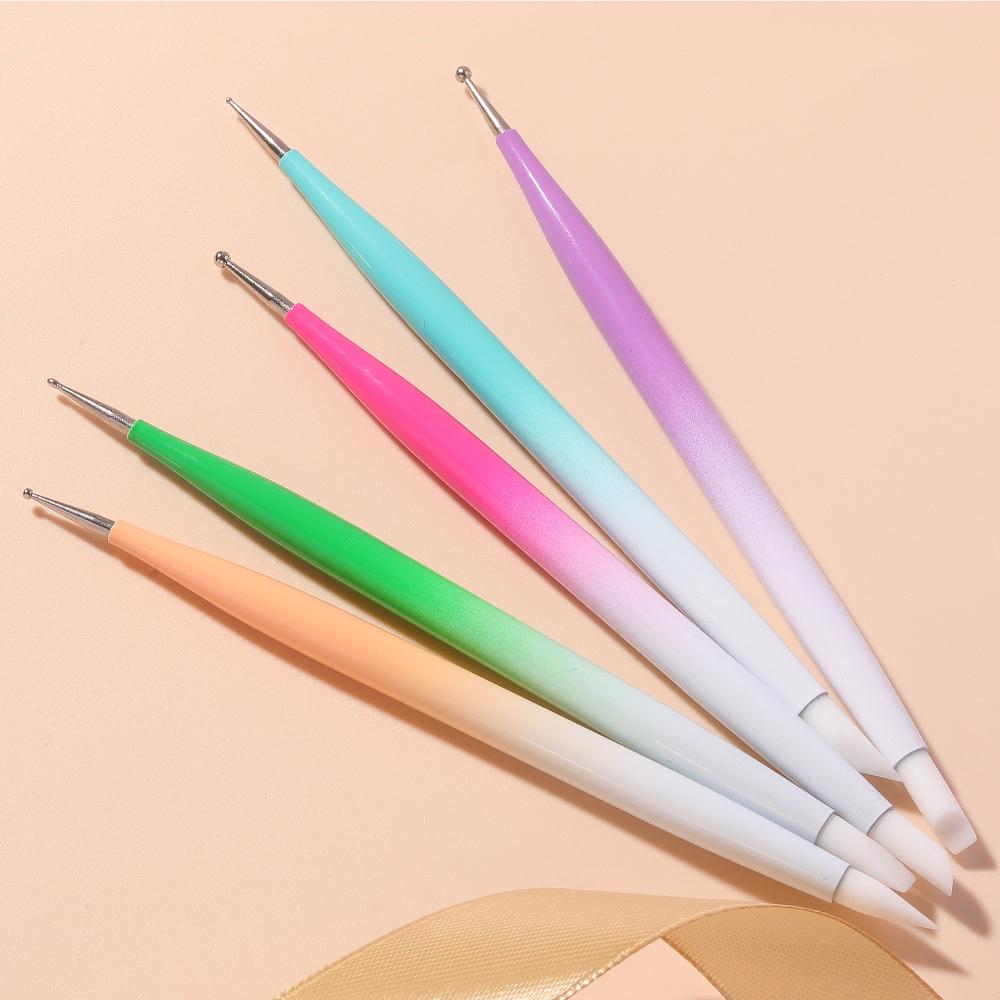 5Pcs 2-Ways Nail Art Pens Dotting Pens Silicone Scultpure Pens Stickes Press Pen Manicure Tool
