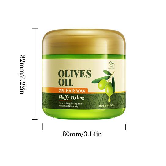 Olive Oil Gel Hair Wax 280g - 48H Fluffy Hold, Non-Sticky, Adds Natural Shine