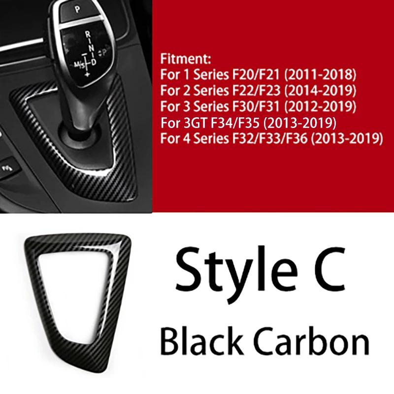 For BMW 1 2 3 4 5 6 Series F10 F18 F20 F21 F22 F23 F30 F31 F32 F35 Carbon Fiber Style ABS Gear Shift Knob Panel Cover Trim Frame