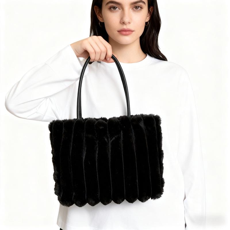 2025 Женская плюшевая сумка-тоут большой вместимости - Осенне-зимняя повседневная наплечная сумка для учебы и поездок на работу