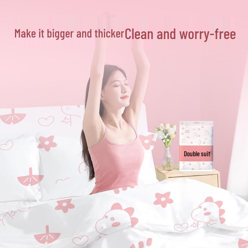 Дорожный одноразовый комплект простыней и наволочки с принтованным пододеяльником, 3-4 предмета, изоляционный спальный мешок для отеля