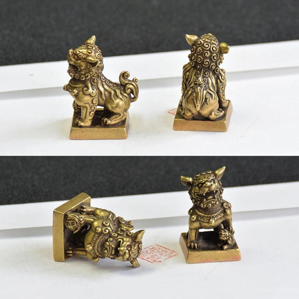 Feng Shui Decoration Attracts Wealth Keychain Pendant Lion Seal Lion Figurines Lion Ornaments