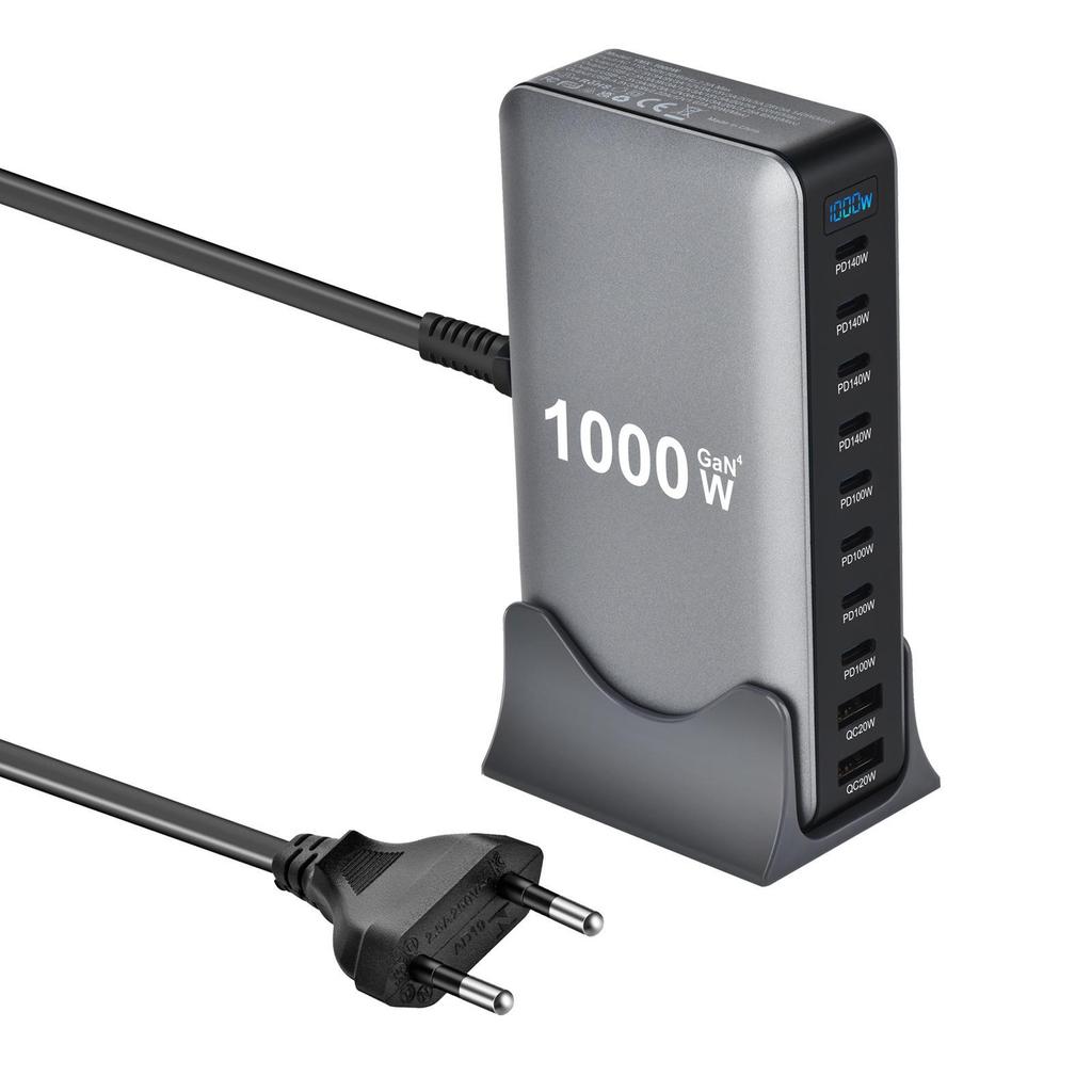 Многопортовый USB-зарядник на нитриде галлия PD140W: Настольное зарядное устройство 600 Вт с быстрой зарядкой 140 Вт для мобильных телефонов
