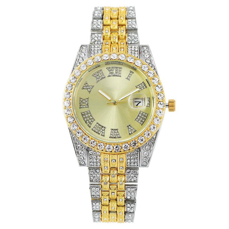 Женские кварцевые часы с бриллиантами римскими цифрами - Модный новый дизайн