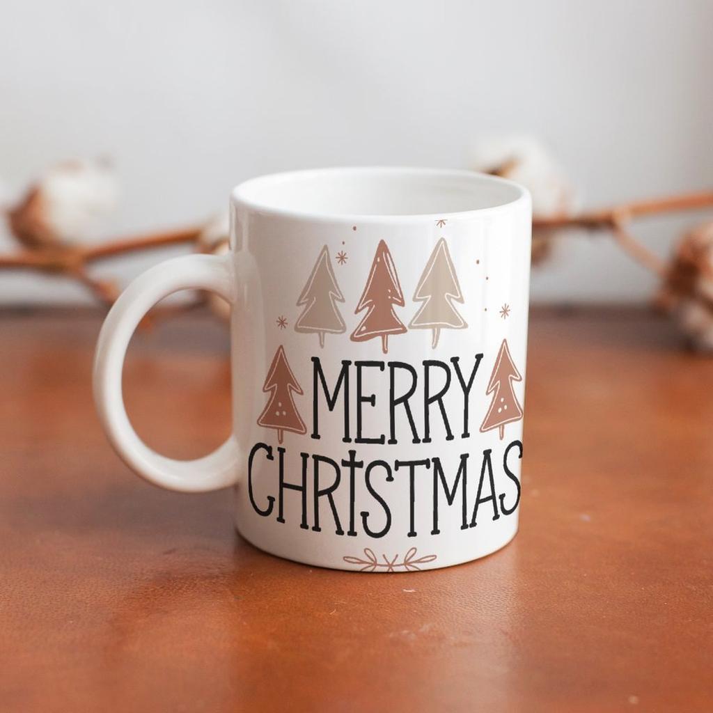 11oz White Ceramic Mug with Smooth Handle and Dual-Side Print, Perfect for Coffee Lovers Enjoying Warm Drinks In Home or Workplace