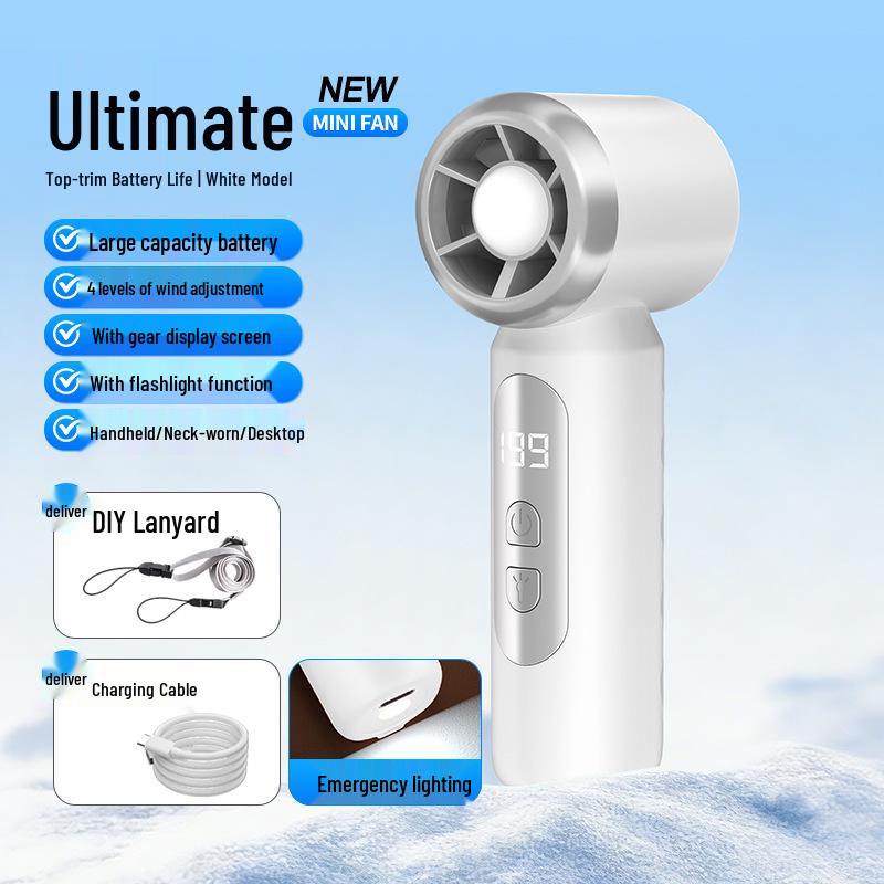 2026 Rechargeable High-Speed Mini Cooling Fan with Digital Display - Portable USB Handheld Ice Pack Fan