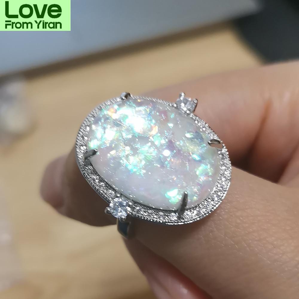 Women 'S 925 Sterling Silver Opal Ring Jewelry Ring Wholesale Size 6 -10