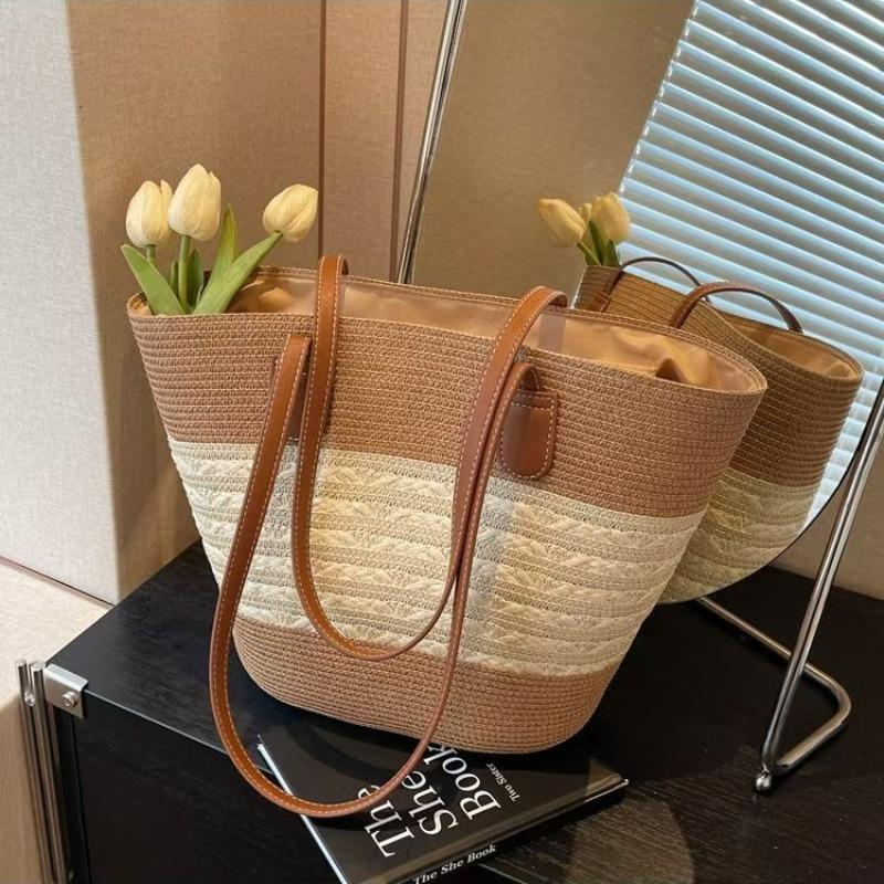 Плетеная сумка через плечо, универсальная сумка ручной работы, сумка-тоут большой вместимости, пляжная сумка для отпуска, корзина для овощей, женская сумка