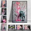 Kindergarten Canvas Painting Pink Graffiti Art Prints and Posters Wall Art Pictures Children Home Decoration