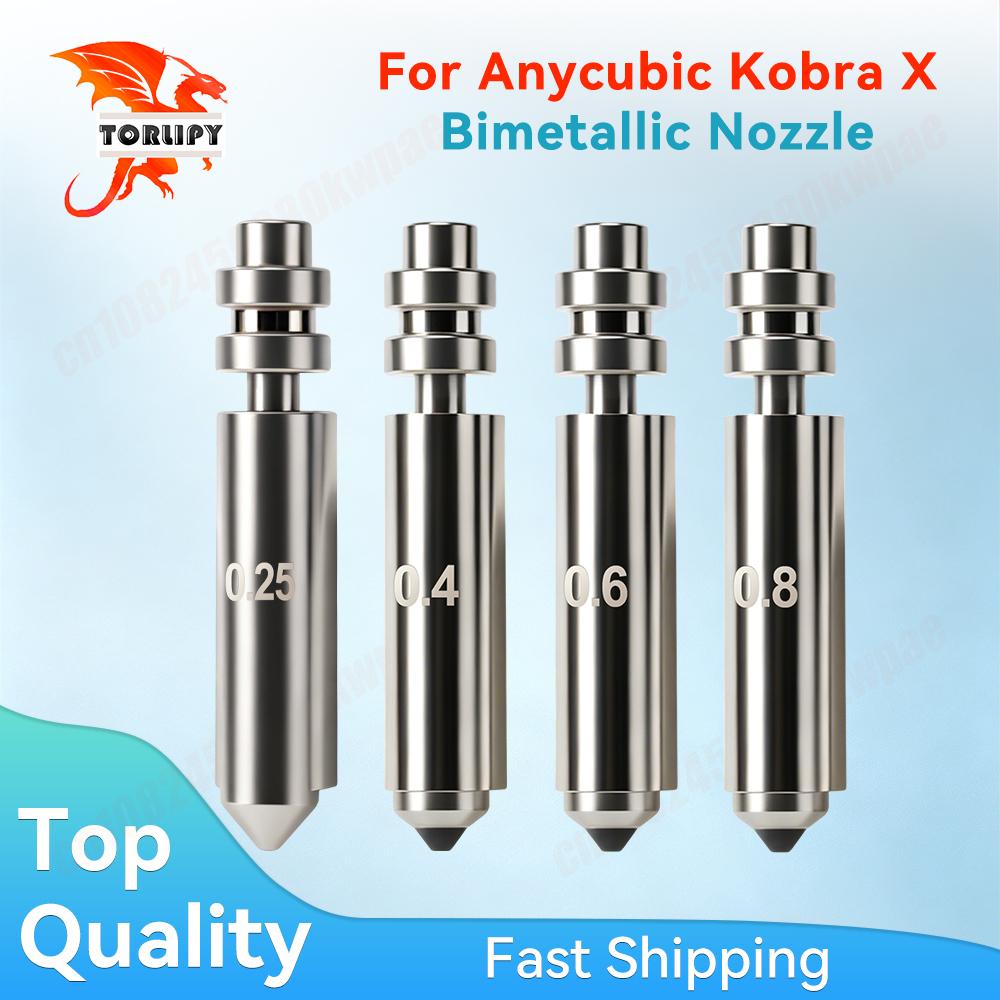 Kobra X Bimetallic Nozzle For Anycubic Hotend Print Head Assembly 0.25/0.4/0.6/0.8mm Resist 300°C Hotend 3D Printer Accessories