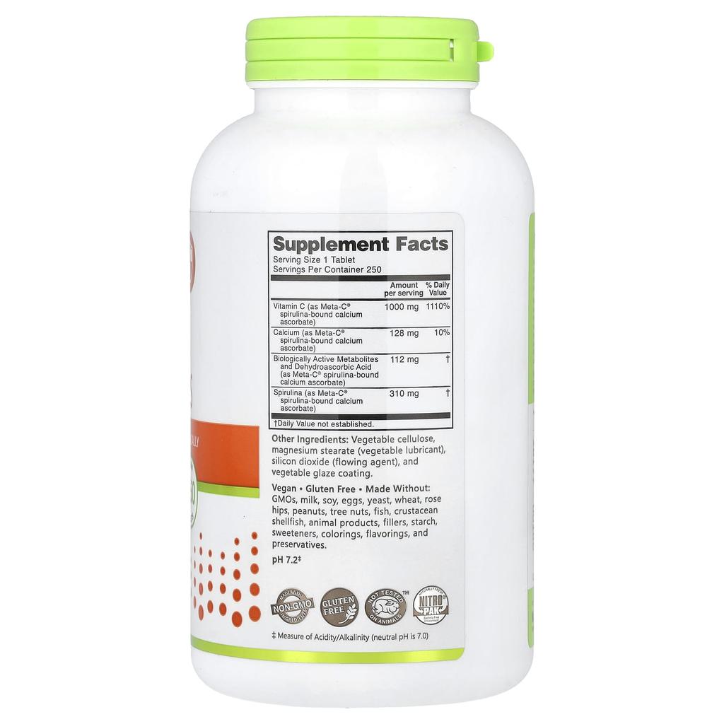 NutriBiotic Иммунитет, Мета-С, 1000 мг, 250 вегетарианских таблеток