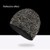 Knitted Reflective Hat Windproof High Elasticity Dome Double-layered Plush Lined Street Style