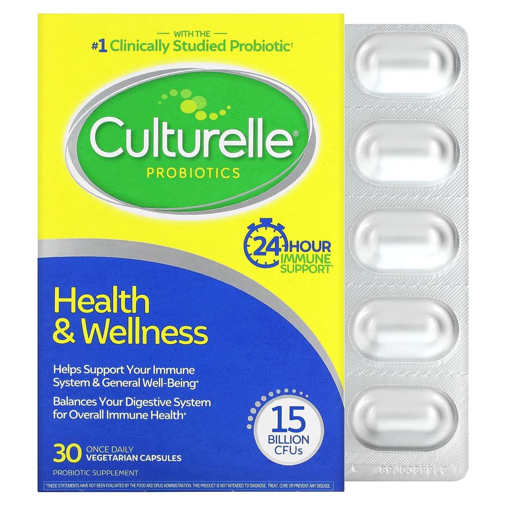Culturelle Probiotics, Health and Wellness, 15 Billion CFU, Once Daily, 30 Veggie Capsules