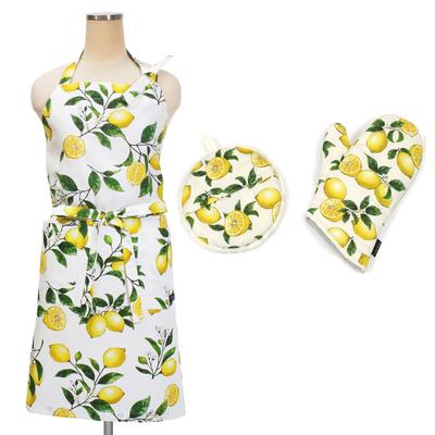 СТИЛЬ Набор декора Варежка набор кастрюль Фартук Кухня Готовка Цитрусовый Лимон Подарок Праздник Стильный Милый СТИЛЬ Декор W8701400 2 предмета