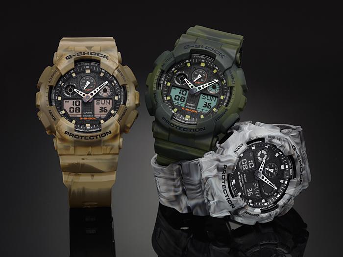 Casio Мужские кварцевые часы GA-100MM-3A из смолы, водонепроницаемые до 200 м, ударопрочные, цифровые