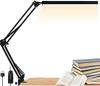 LED Desk Lamp with Clamp, Eye-Care Dimmable Reading Light, 3 Color Modes Swing Arm Lamp, USB Clip-on Table Lamp, Daylight Lamp