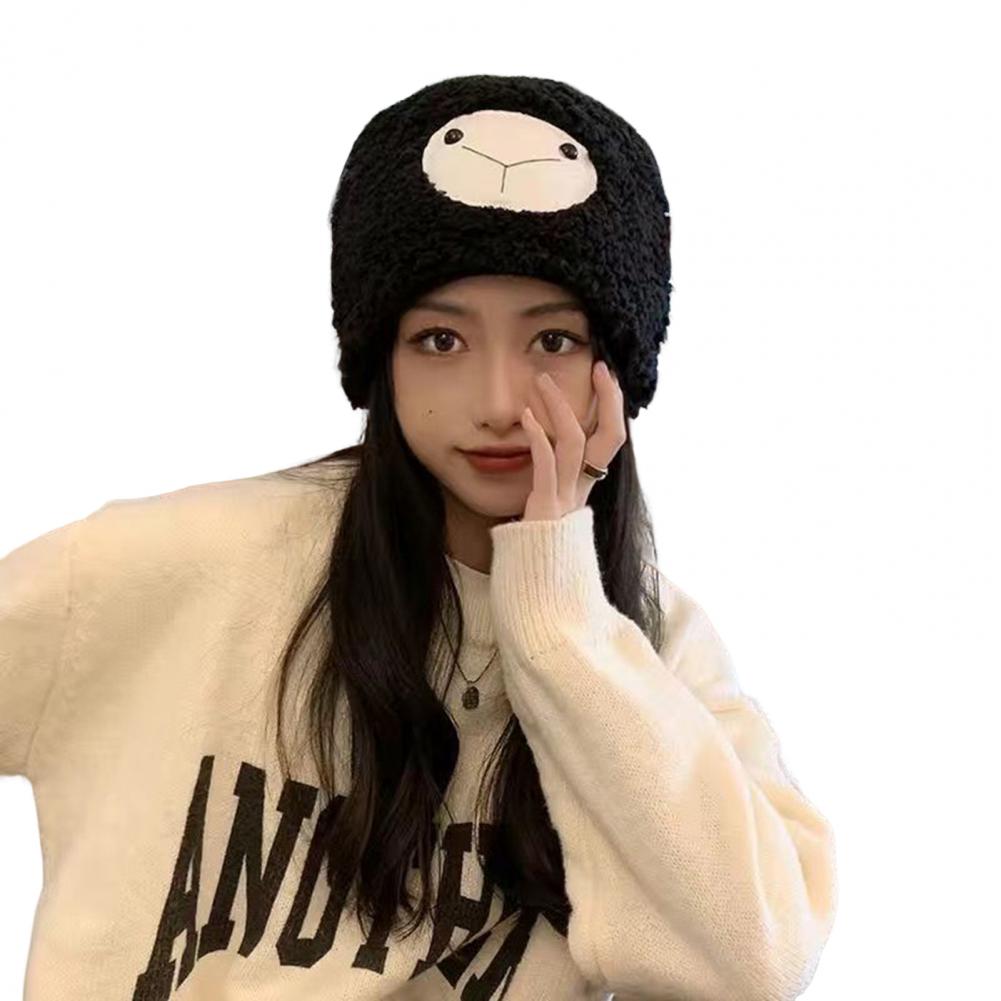 Lady Winter Hat Cartoon Lamb Head Shape Thick Fleece Ear Dome Heat Retention Outdoor Photo Prop Daily Cap