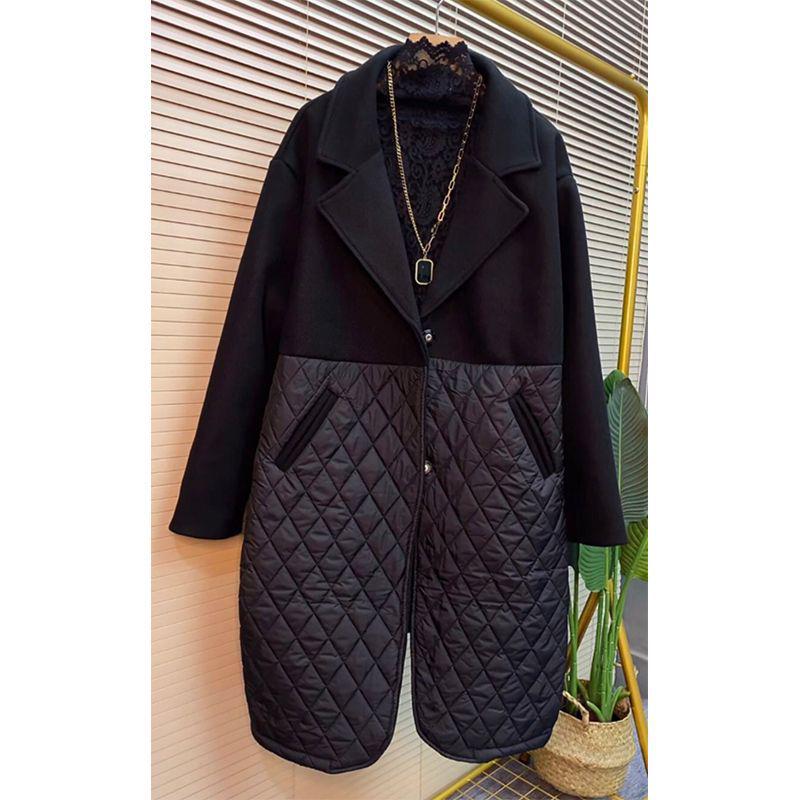 Европейская ретро-стеганая шерстяная куртка средней длины