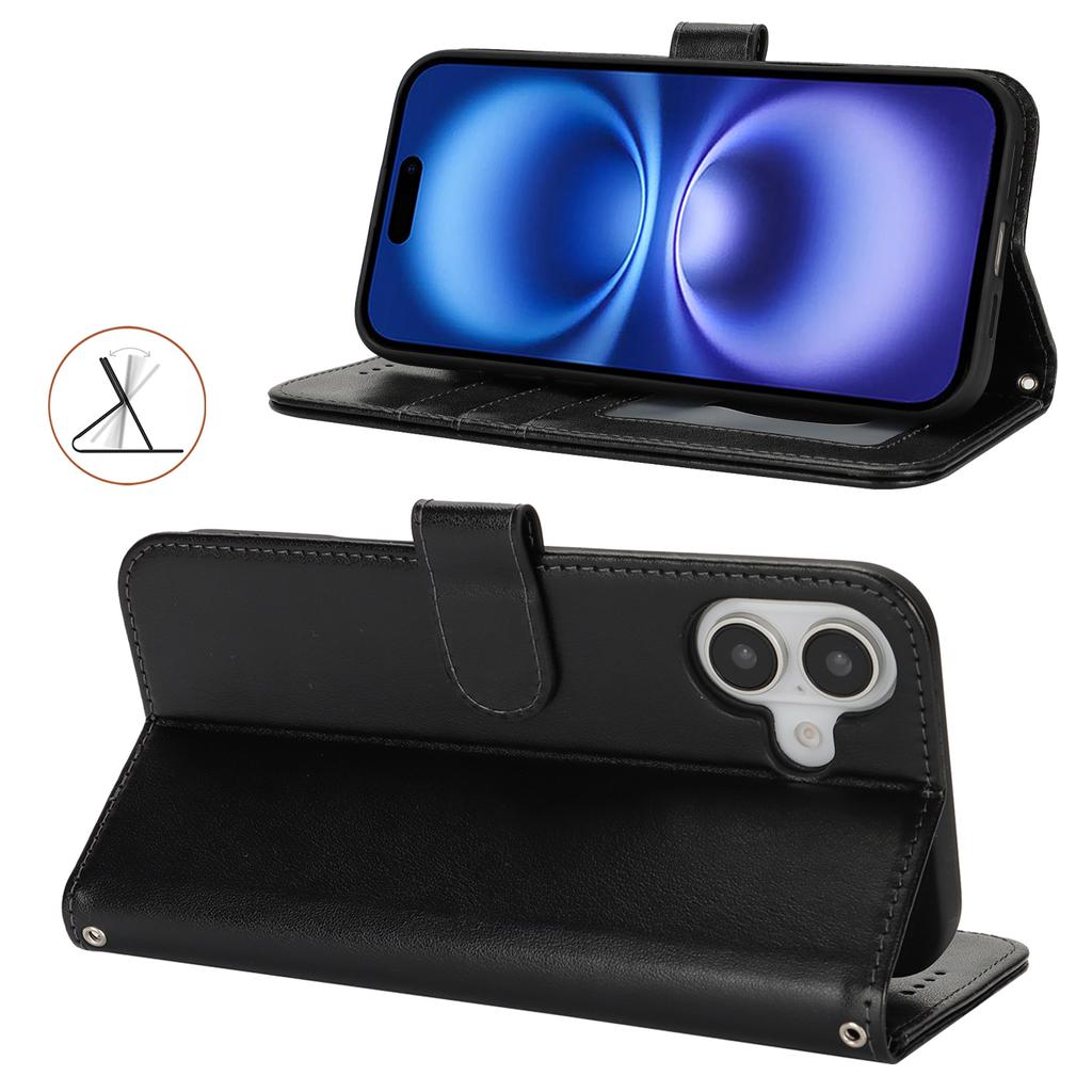 Чехол-подставка для iPhone 16, текстурированный кожаный чехол-кошелек для телефона с ремешком