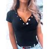 Summer Women's T-shirt Short Sexy Solid Color Women's Deep V Slim Top Thin Short Sexy Niche Tops