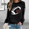 Spring Fall Women Sweatshirt Football Print Round Neck Elastic Cuffs Loose Pullover Sport Type Top Casual School Commute Sweatshirt