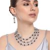 Amazing 3 Layers Necklace Set Rhodium Plated CZ Blue White Crystals For Women