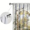 2pcs French Garden Oil Painting Printed Curtain for Home Decor - Rod Pocket Window Treatment for Bedroom, Office, Kitchen