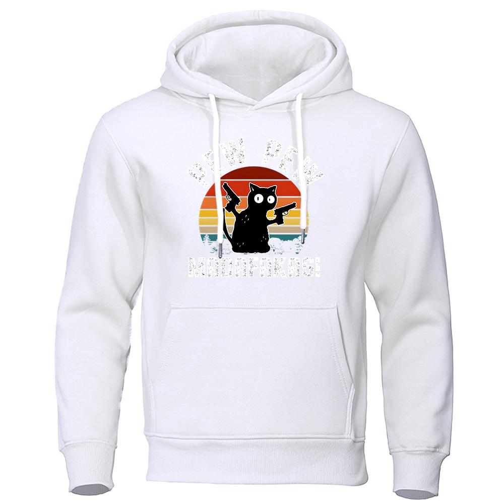 Pew Pew Madafakas Baby Black Cat с двумя пистолетами с капюшоном для мужчин, модные высококачественные толстовки с капюшоном, свободный спортивный костюм