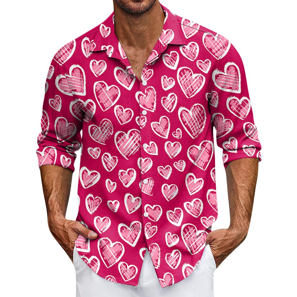 Мужская повседневная рубашка с длинным рукавом на пуговицах