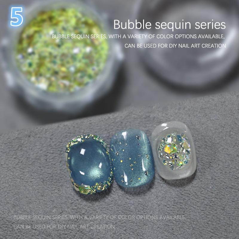 1Jar Bubble Nail Glitter Coarse Fine Mixed Large Irregular Hexagonal Sequins for DIY Jewelry Decoration Nail Art