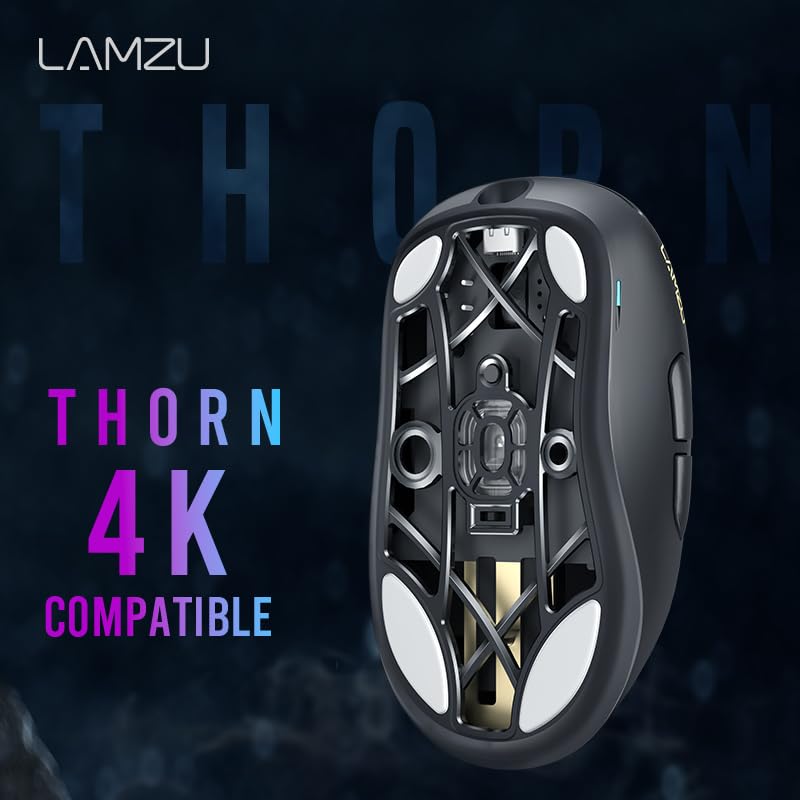 Игровая мышь Lamzu Thorn, угольно-черная, легкая, 52 г, 26000 точек на дюйм, Lamzu Thorn