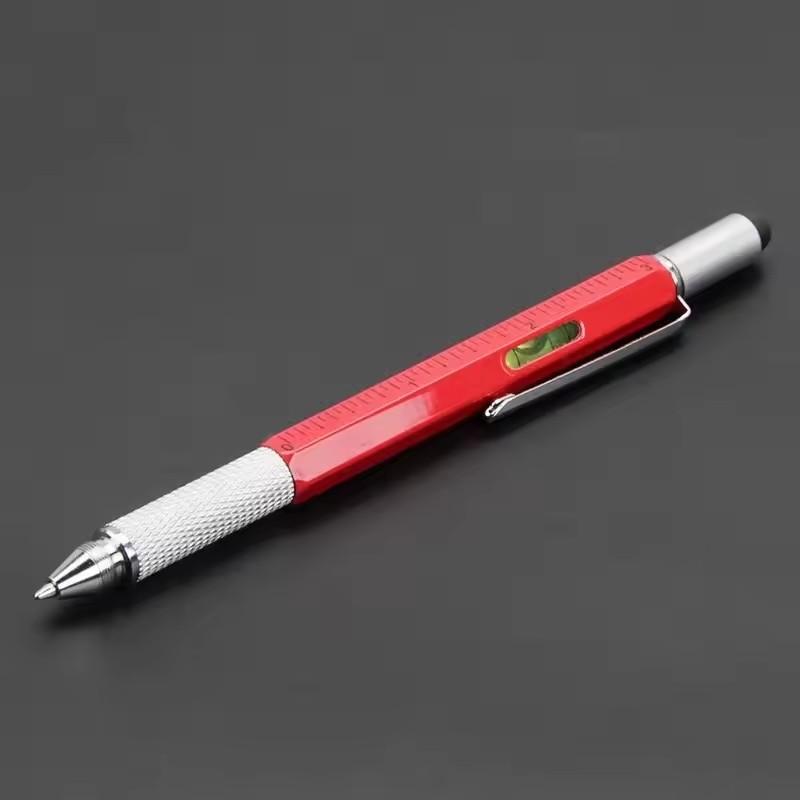 Monking 7 In 1 Multifunctional Pen Touch Screen Stylus Capacitive Pen with Screwdriver Ruler Levelgauge Ballpoint Pencil Tool