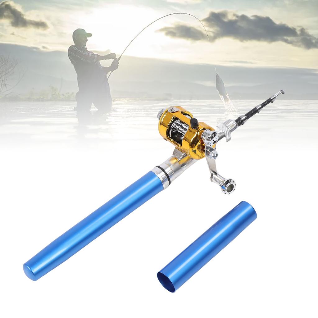 Miniature Pen Fishing Rod Portable Size Fishing Pole with Reel Wheel for Outdoor