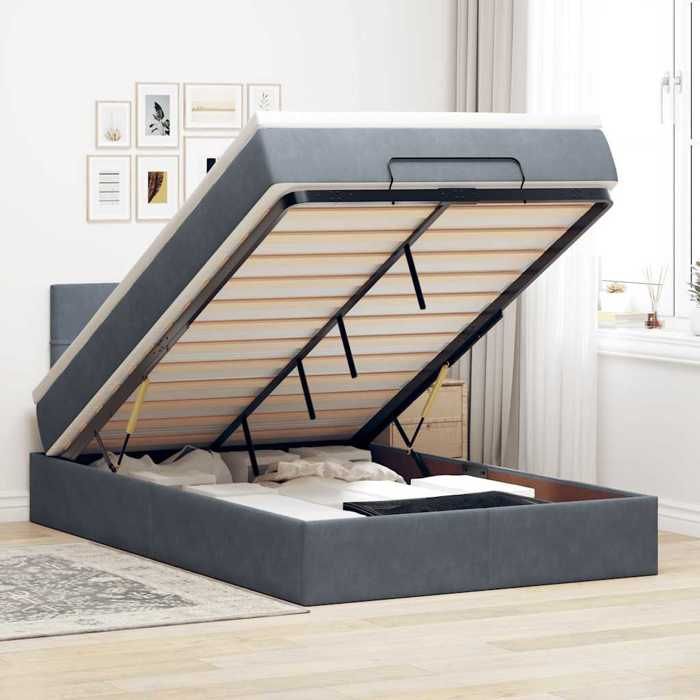 Maison Exclusive - Lit ottoman avec matelas gris foncé 120x190 cm velours
