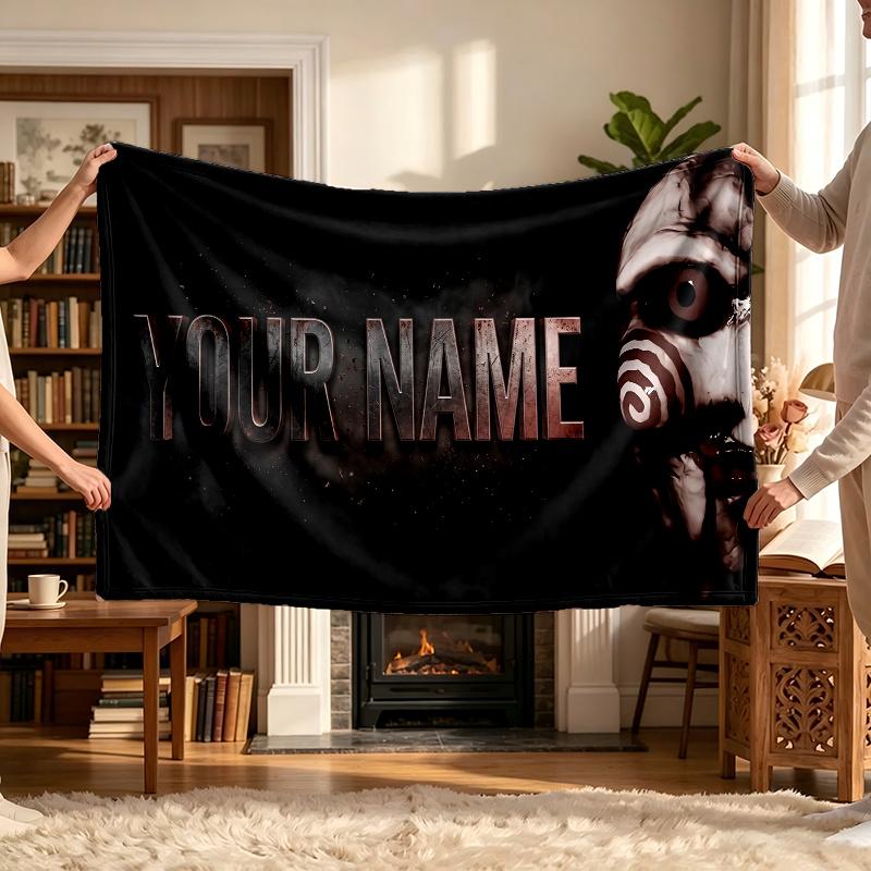 Saw (1) Personalized Name Blanket Soft Cozy Gift for Sofa Bed Couch Home Decoration