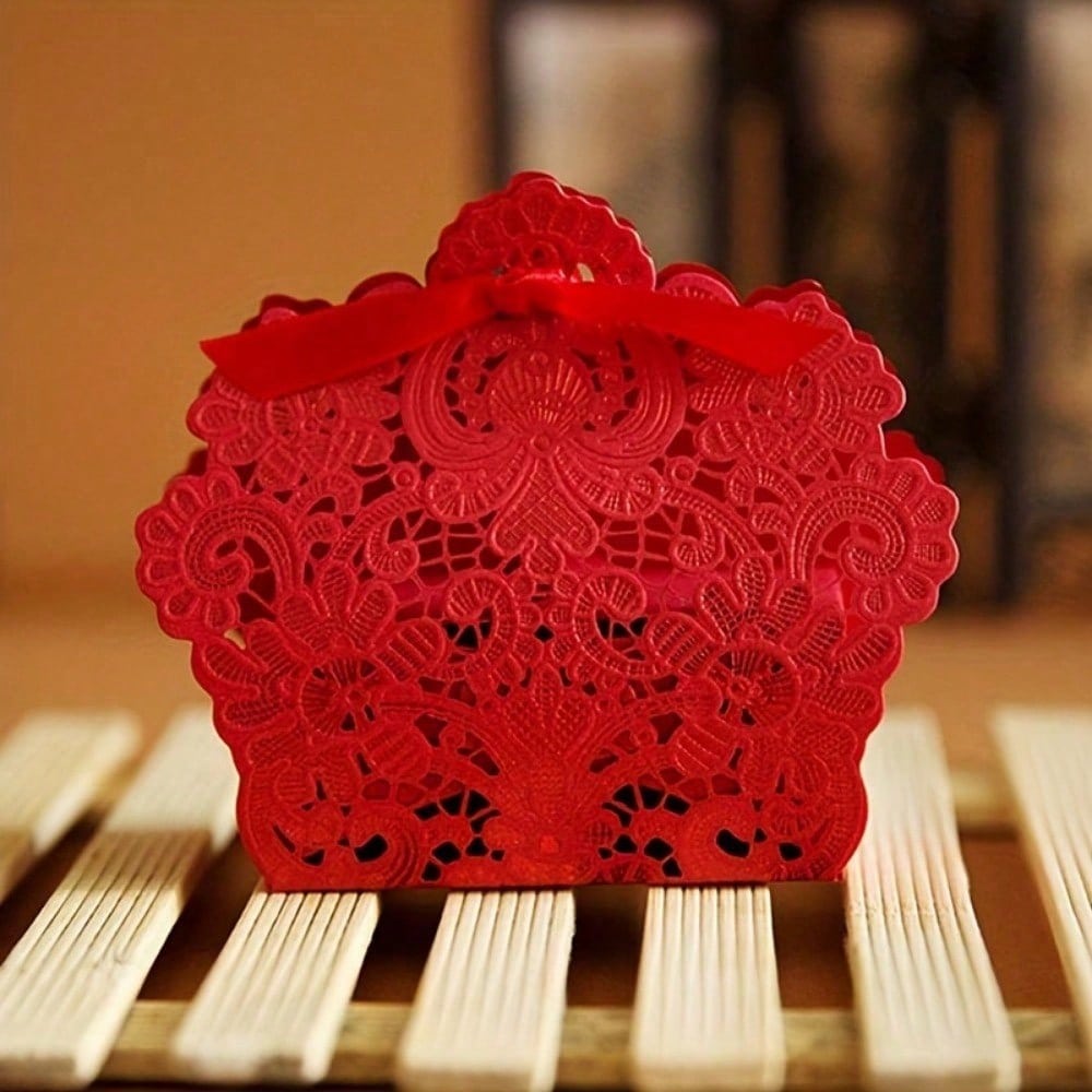 50 шт. лазерная резка с лентой для свадебной вечеринки, подарочная коробка для свадьбы, шоколадные конфеты и подарочные коробки, бумажные пакеты для упаковки