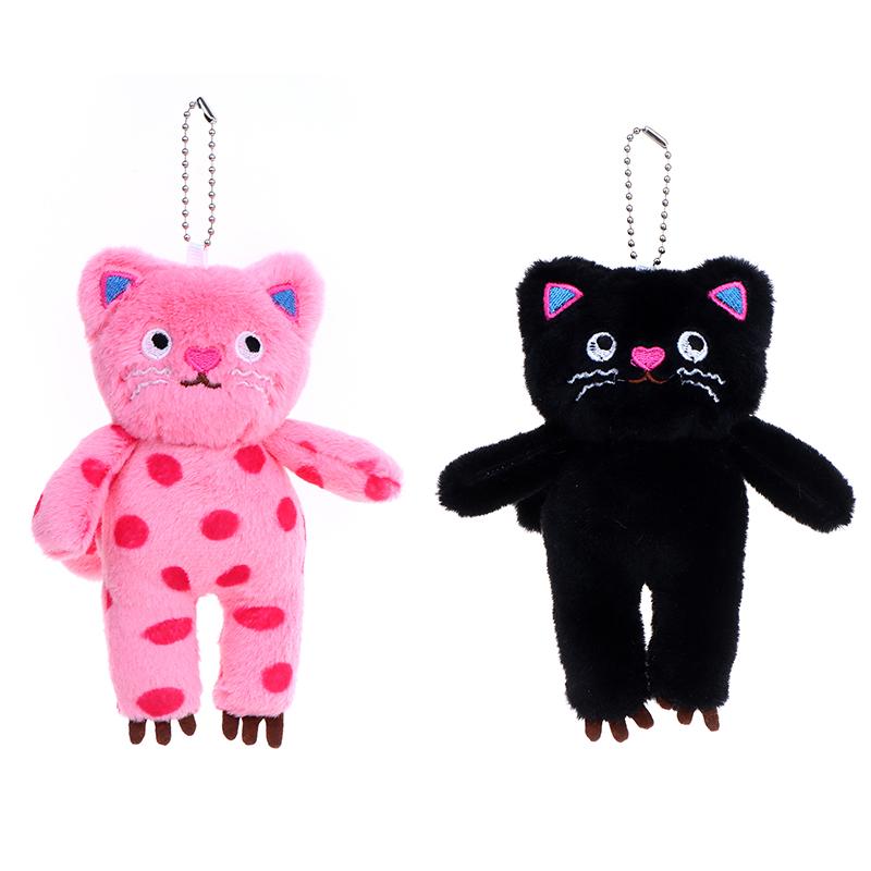 Cute Cat Keychain Plush Doll Toys Pendant Cartoon Little Black Cat Kitten Keyring Pendant Backpack Charms Bag Decor Child Gifts