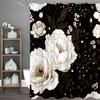 Пион Цветок Черный Фон Занавеска для душа, Декоративная занавеска для душа для ванной комнаты, Водонепроницаемая занавеска для душа с крючками