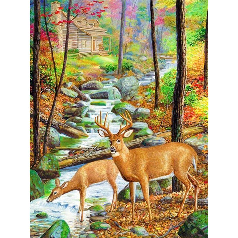 Полный комплект круглой алмазной вышивки Олень 5d Алмазная картина Мозаика Животные Ремесленные украшения дома
