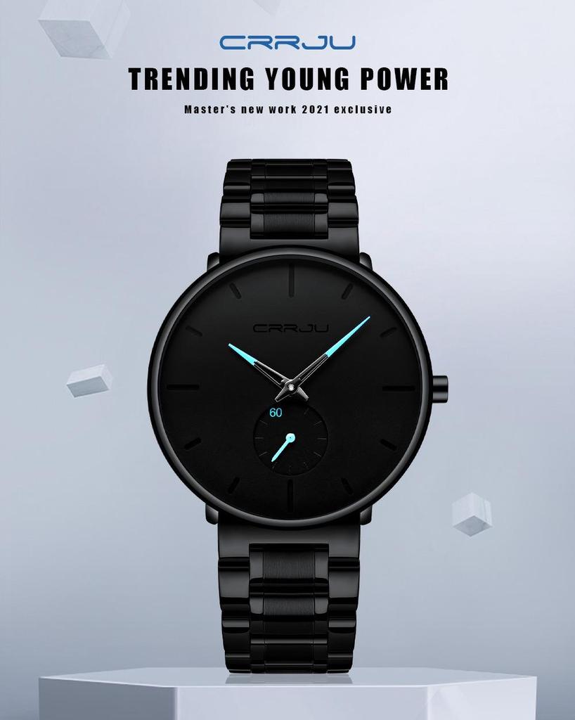 CRRJU 2150 Men's Ultra-thin Waterproof Steel Band Watch