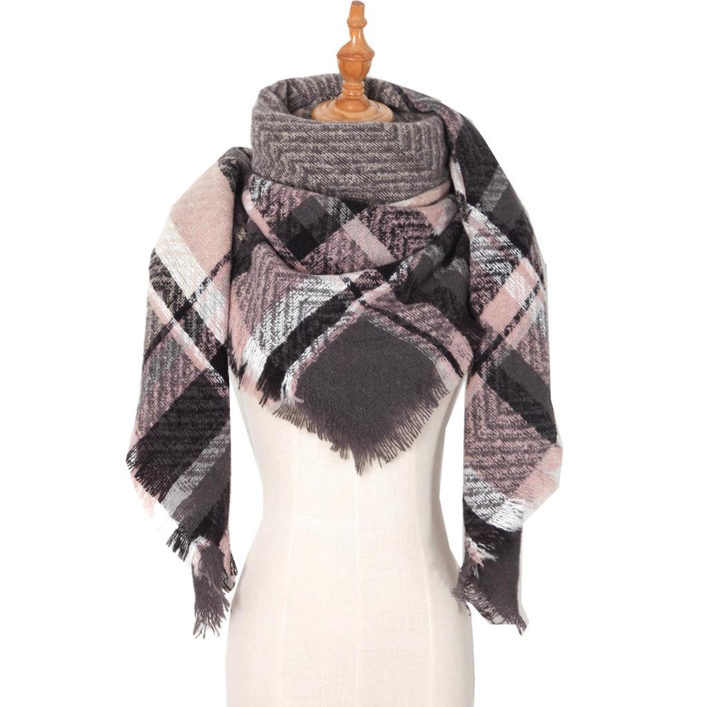European and American Style Large Check Triangle Snood Scarf - Spring, Autumn, Winter