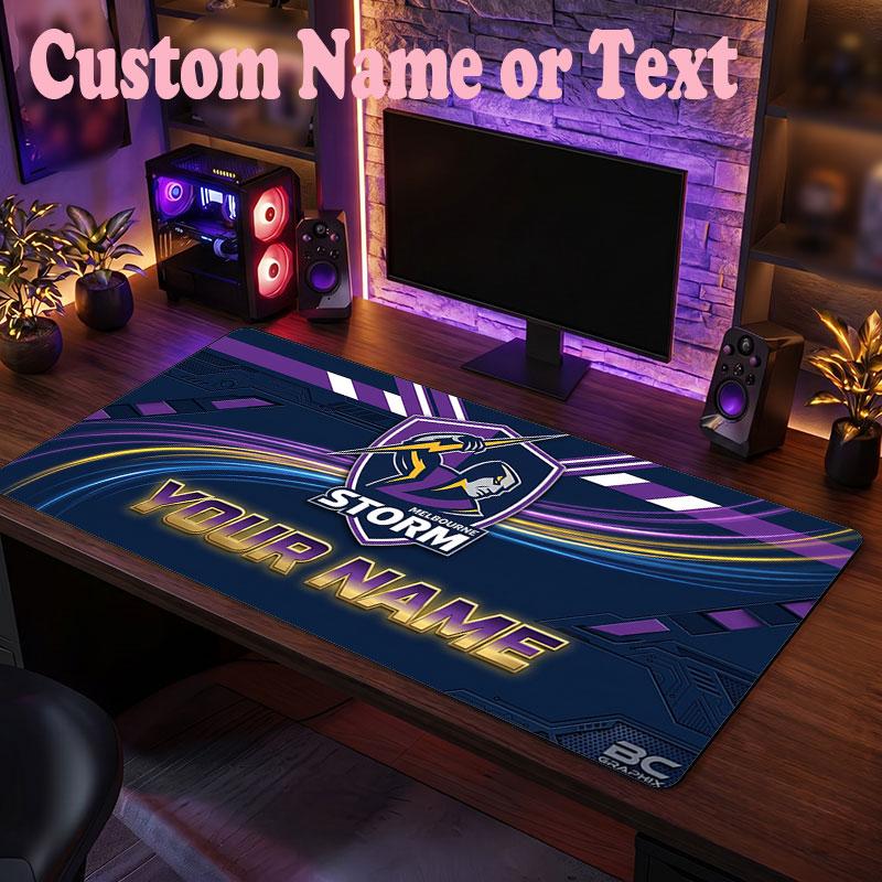 Melbourne Storm Customized Name Text Mouse Pad, Large Desk Mouse Mat Personalized Home Office Present