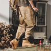 Men’s Trendy Retro Lumberjack Cuffed Pants - Loose, Straight, Casual Workwear for Spring and Autumn.
