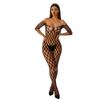 European & American Sexy Fishnet Stockings: Transparent Black Cutout Quick-Release Bodystocking
